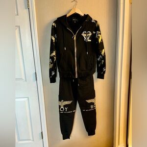 Boy London Black Graphic Zip Hoodie & Joggers Set unisex XS set